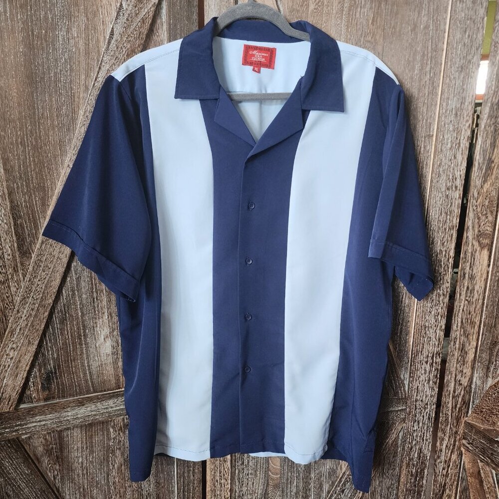 Maximos Yucatan Bowling Shirt Mens XL Blue Short Sleeve Button UpCasual Island